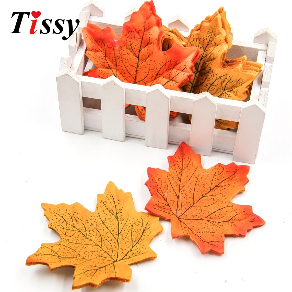 9CM 100Pcs Artifical Maple Leaves Fake Autumn Fall Leaf Wedding Party Decoration Craft Art Home Bedroom Wall Book Decor | Дом и сад
