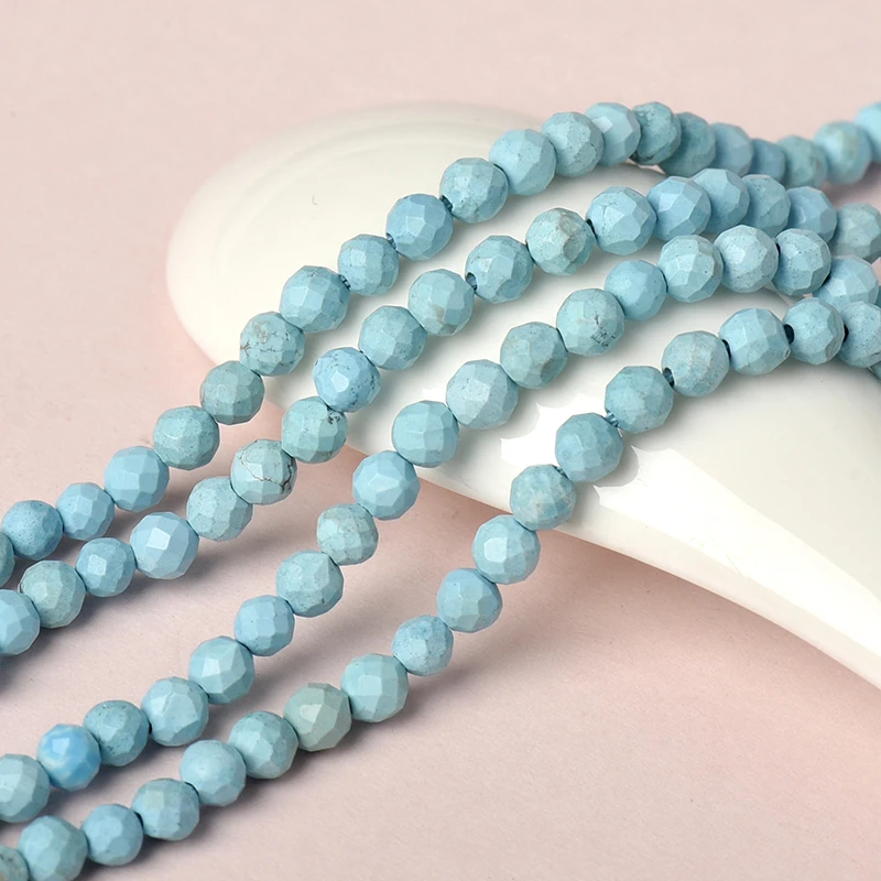 

Each Beads with Sky blue color and Every Bead is a Textured section Blue Turquoise 3mm-2mm Loose beads