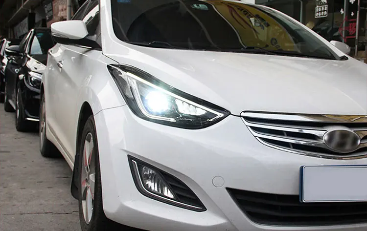 Автомобильный Стайлинг для hyundai Elantra MD светодиодный головной светильник в сборе 2013- Головной фонарь светодиодный H7 с комплектом hid светодиод дневного света 2 шт