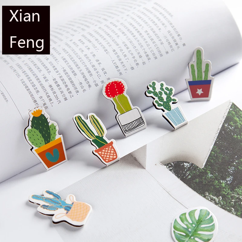 2 шт./компл. свежие магнитные закладки в виде кактуса для книг маркеры страниц