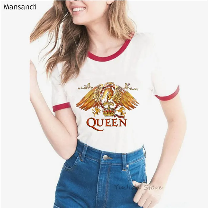 Y60434 R Freddie Mercury Футболка женская одежда queen Band футболка летние топы Женская футболка tumble топы Футболка женская уличная одежда - Цвет: Y60434 R