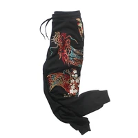 spring autumn black cotton pants for women mens originally chinese embroidered pants yokosuka sportpants lose trousers