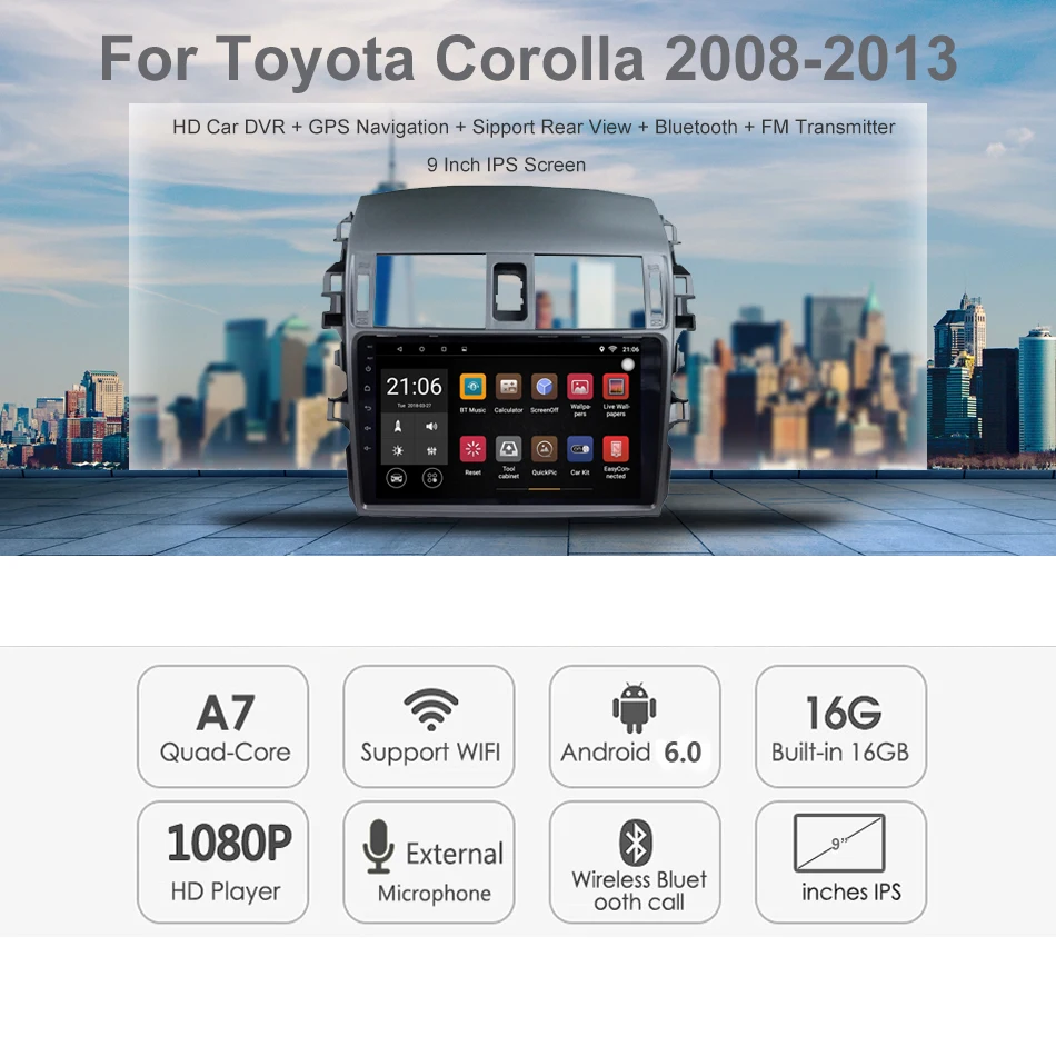 Автомагнитола 2 Din gps Android автомагнитола Центральная мультимедиа для Toyota Corolla 2008