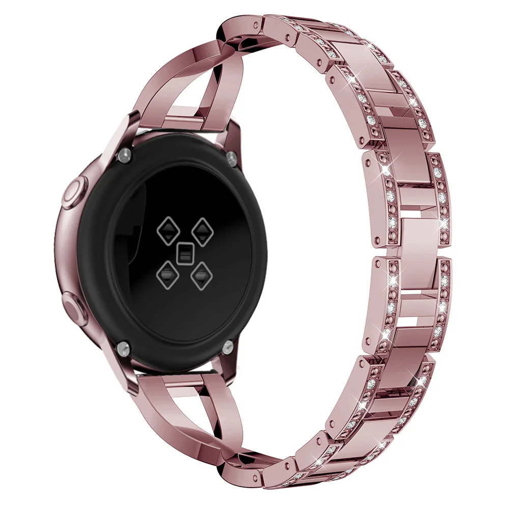 Для Galaxy Watch Active 2, смарт-ремешок для часов, металлический Кристальный ремешок для часов, ремешок на запястье для samsung Galaxy Watch, 42 мм, Шестерня S2, спортивный ремень - Цвет: Rose pink