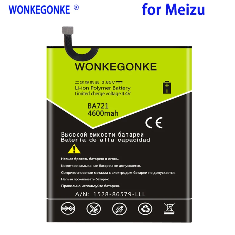 

Аккумулятор WONKEGONKE для Meizu meilan note 6, BA721, 4600 мА · ч