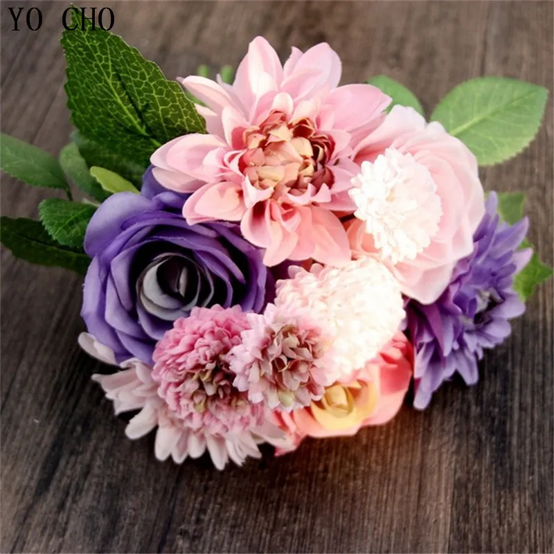 10 цветочных головок искусственные розы букет для дома вечерние искусственный