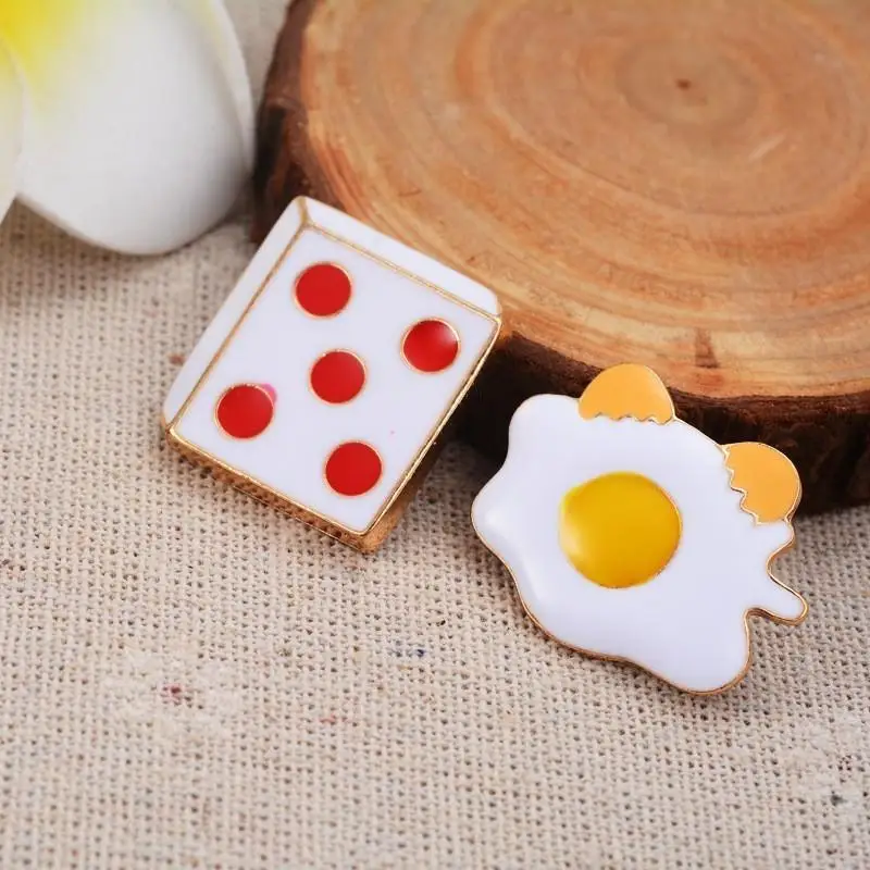 Sangdo Lovely Cartoon Food Pizza Hamburger Hot Dog Omelette Dice Bombs Enamel Brooches Pins Shirt Jacket Collar Badge Jewelry 3 | Украшения
