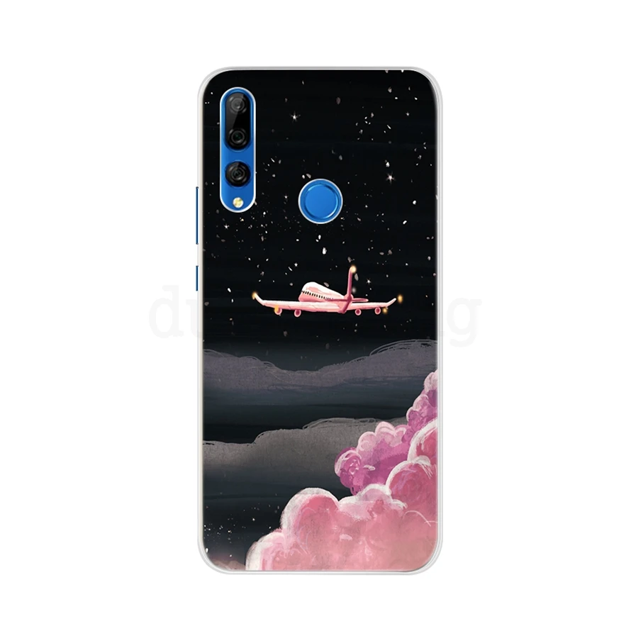Бордовый Для Fundas huawei P Smart Z чехол силиконовый 3D мягкий, симпатичный, из ТПУ с мультяшными цветами Прозрачный чехол для телефона для huawei P Smart Z STK-LX1 - Цвет: Бордовый