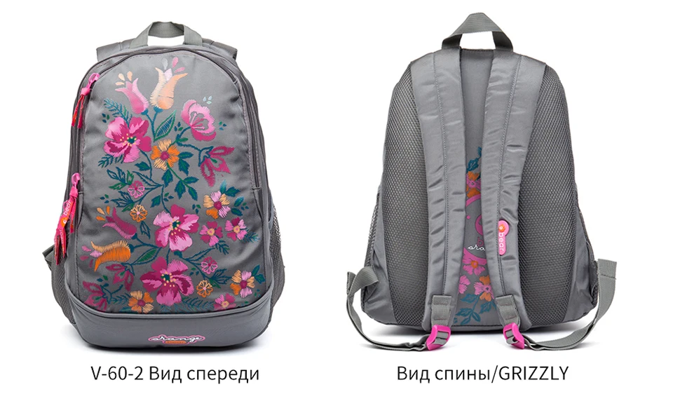 Школьная сумка GRIZZLY для начальной школы, ортопедический школьный рюкзак для девочек, водонепроницаемая сумка для начальной школы, дизайнерская сумка с принтом