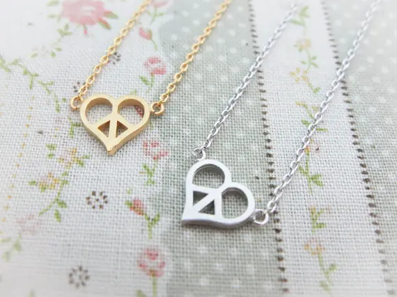 Трендовое золото/серебро и розовое золото символ мира кулон сердце женское