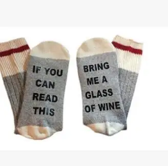 100pairs/lot fedex fast  If You can read this Bring Me a Glass of Wine Socks man casual cotton crew socks