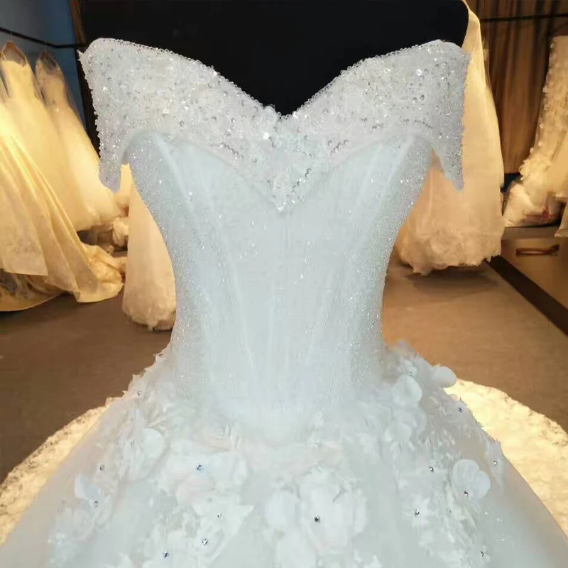 BANVASAC 2018 Sequined Boat Neck Lace Ball Gown Wedding Dresses Short Sleeve Crystals Cathedral Train Bridal | Свадьбы и торжества