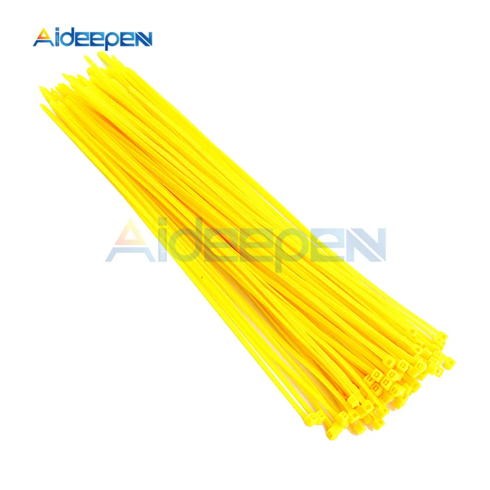 Yellow 100 шт./пакет 200 мм самоблокирующиеся Нейлоновые кабельные стяжки 8 дюймов 12 цветов Пластик молния галстук-бабочка для проволочного бандажа Обёрточная бумага ремни для крепления кабеля - Цвет: Yellow