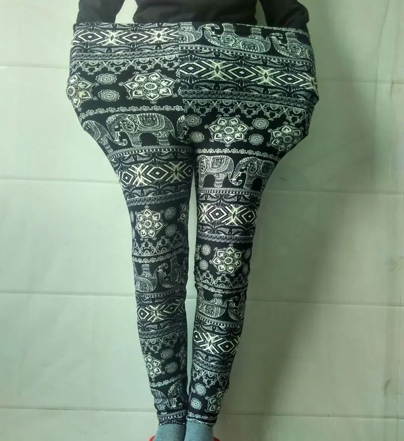 Женские леггинсы с принтом слона и губ цветочным | Женская одежда