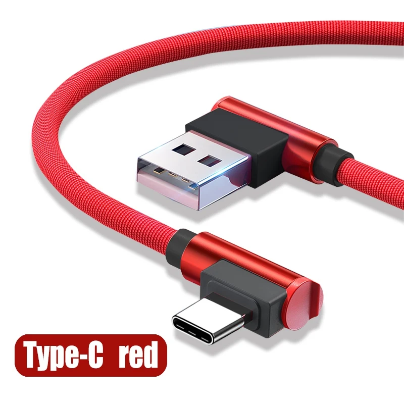 type-c red Зарядный кабель для мобильного телефона, удлиненное зарядное устройство, USB C, кабель для передачи данных, Androi type C, быстрозарядный локоть для samsung, huawei, xiaomi, lg - Цвет: type-c red