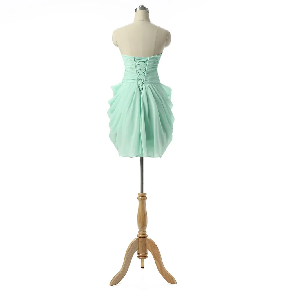 Милое шифоновое платье barato verde vestidos de fiesta cortos elegantes 2015 реальные фотографии готовы
