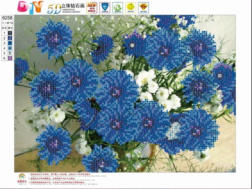 Узоры для вышивки DIY 5D алмазная картина синие и белые ромашки вышивка крестиком Мозаика Алмазная вышивка Стразы домашний декор