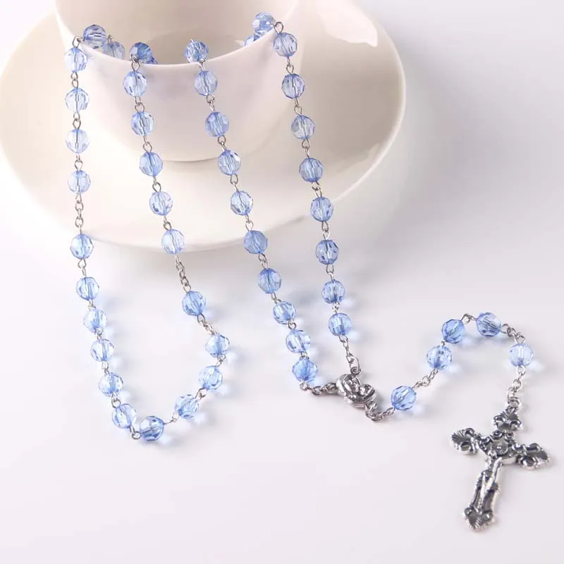 

Free shipping Rosary Necklace, Acrylic rosary ,Luminous rosary Religious rosary light blue color 10pcs (10pcs/lot)