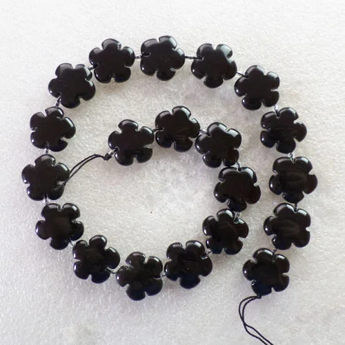 (1 Strand/lot) Wholesale Natural Carved Black Agates Flower Loose Bead 15.5inch 20x19x7mm Free Shipping Fashion Jewelry ZJ2393 | Украшения
