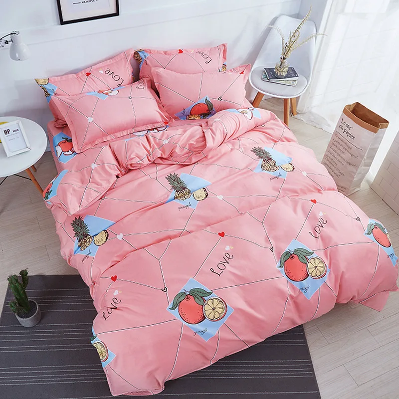

Funbaky 3/4pcs/Set Purple Cartoon Cloud Cotton Comforter Kids Bedding Set Pillowcase/Bed Sets Bed Linen No Filler Home Textile