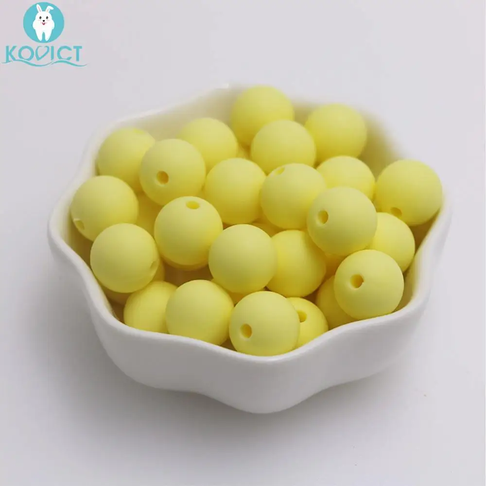 NO.14 cream yellow Kovict 12 мм 10 шт Силиконовые Круглые бусины bpa бесплатно детские игрушки для прорезывания зубов DIY цепочка для соски силиконовый Прорезыватель для зубов из бусин для ожерелья - Цвет: NO.14 cream yellow