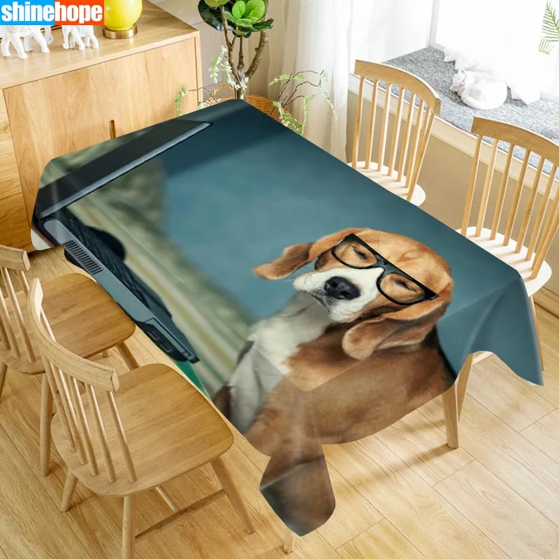 Заказной Рождественский Beagle собака Скатерть «Оксфорд» с принтом прямоугольная Водонепроницаемая маслостойкая Скатерть с изображением животных Свадебная скатерть - Цвет: tablecloths 13