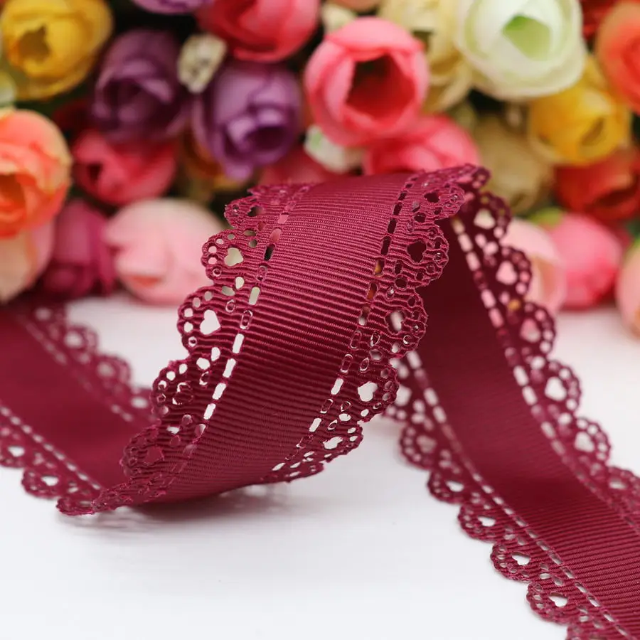 50 ярдов полые кружева Grosgrain лента персиковая лента для сердца 30 мм пробки для бутылок DIY ремесла аксессуары ручной работы M19042702