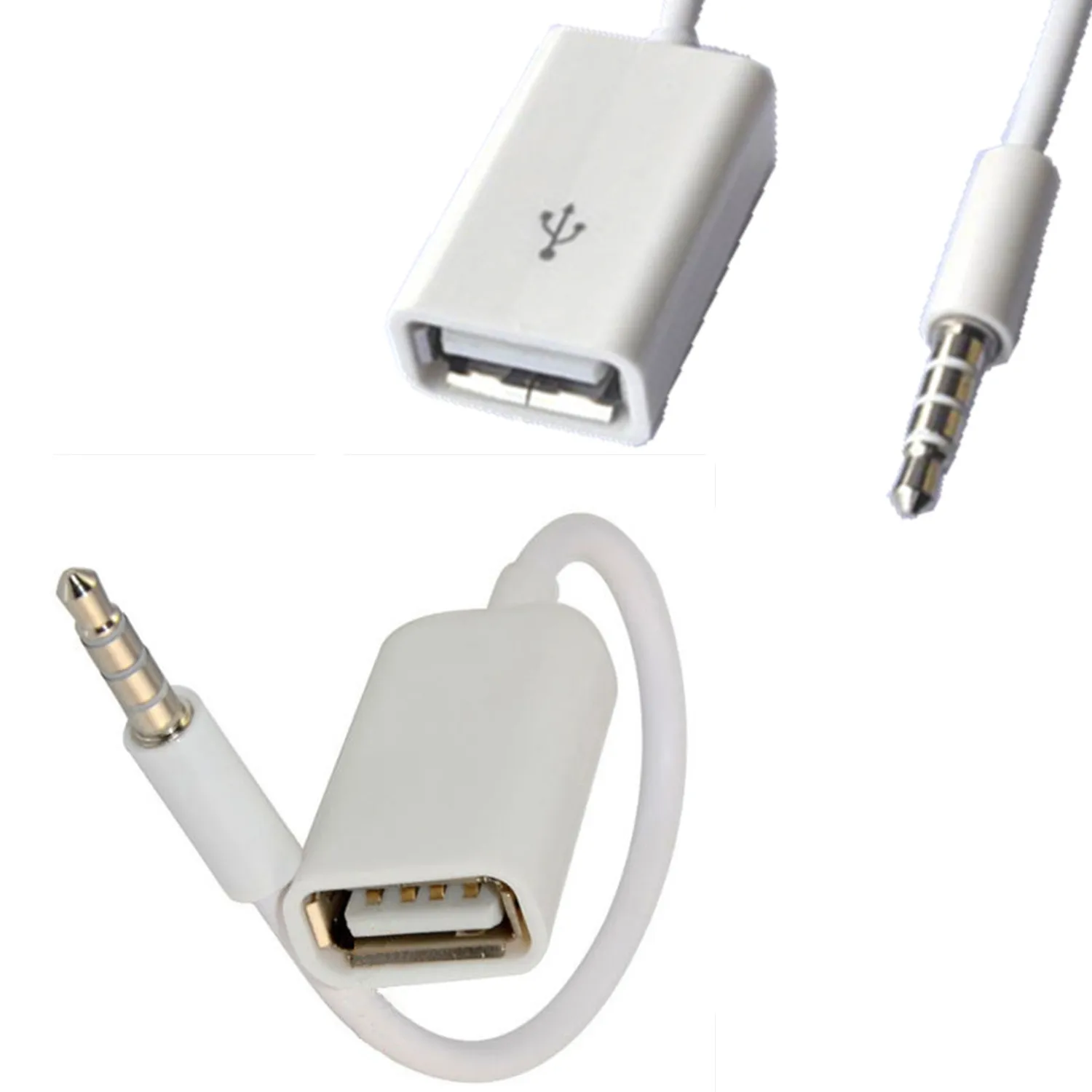 Белый 3 5 мм штекер аудио разъем к USB 2 0 Тип A гнездо конвертер адаптер кабель H |
