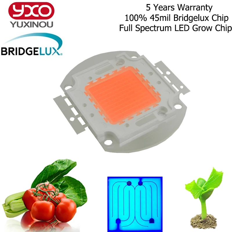 Светодиодный гидропоники 50 Вт 100 Bridgelux 45 мил высококачественный светодиодный чип