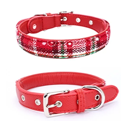 snow red Тканевый микрофибровый Рождественский зимний ошейник для питомца, разноцветный клетчатый ошейник для собаки, аксессуары для ошейника питомца для щенков, средних и больших собак - Цвет: snow red