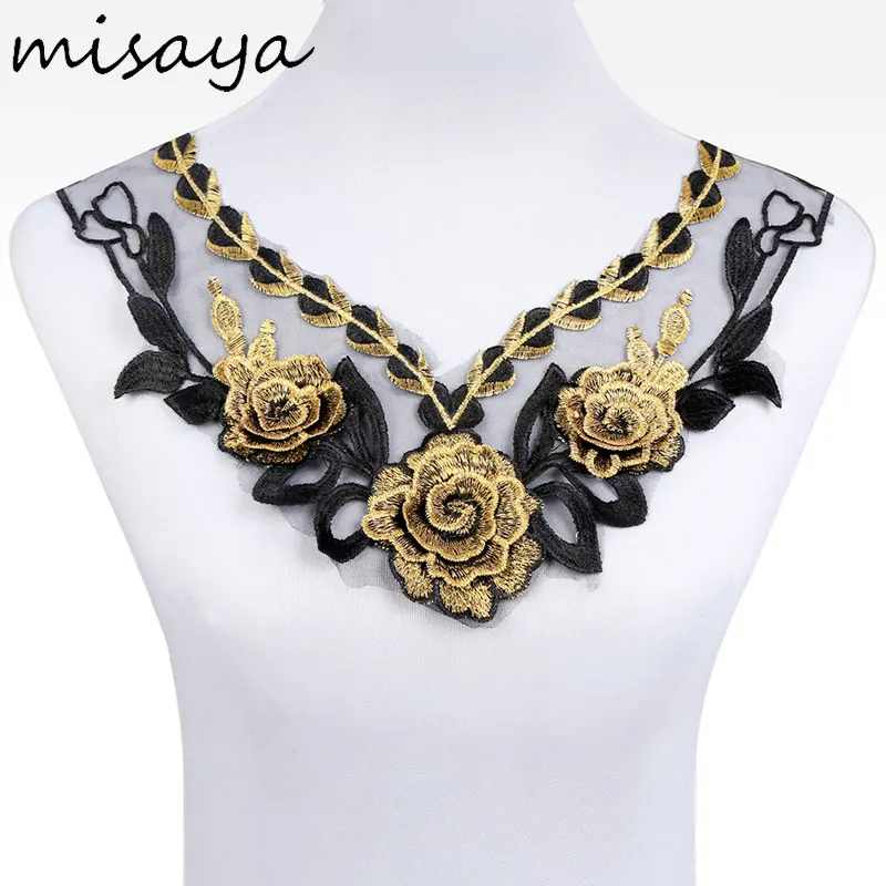 Misaya, 1 шт., 9 стилей, органза, 3D цветок, кружевная ткань для декольте, сделай сам, ручной воротник, свадебное украшение, пошив кружевных тканей, воротничок