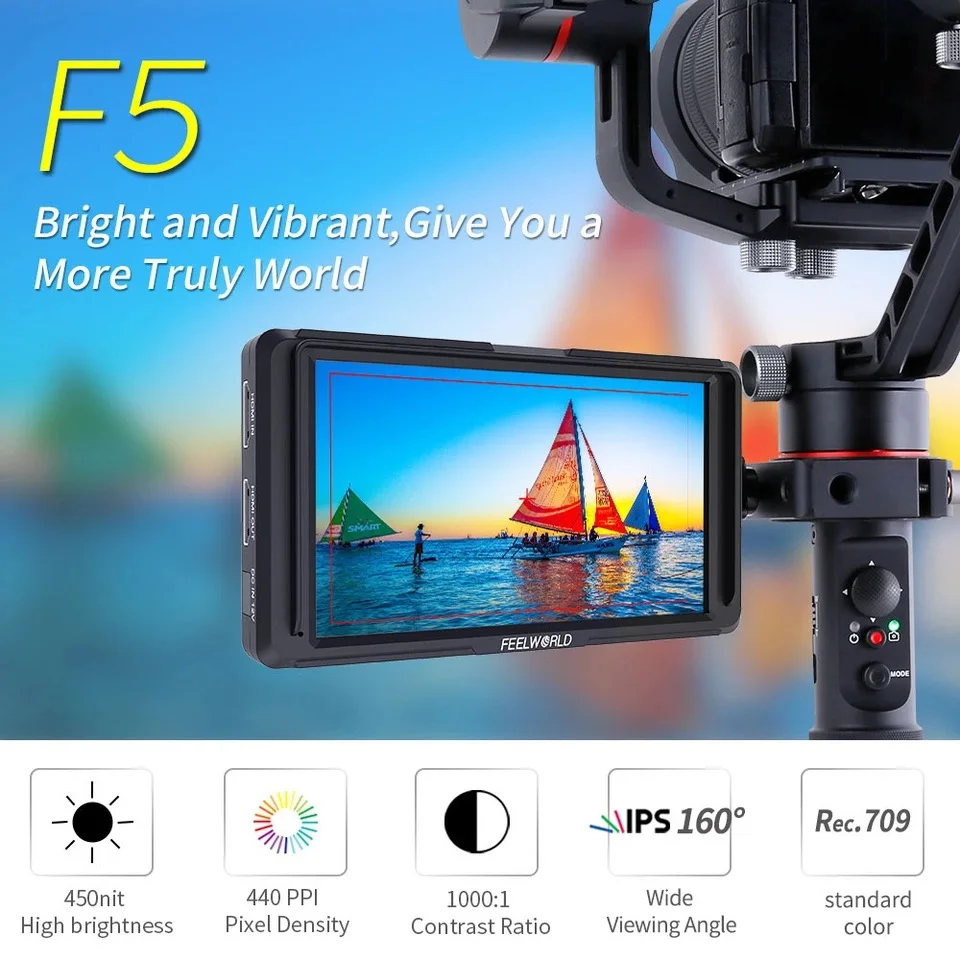 5 дюймовый монитор для цифровой зеркальной камеры FEELWORLD F5 IPS Full HD 1920x1080 поддержка 4K