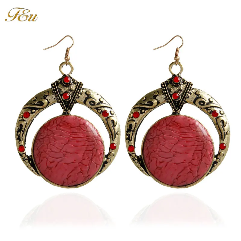 F & U богемные серьги винтажные античные золотистого цвета висячие малахитовые