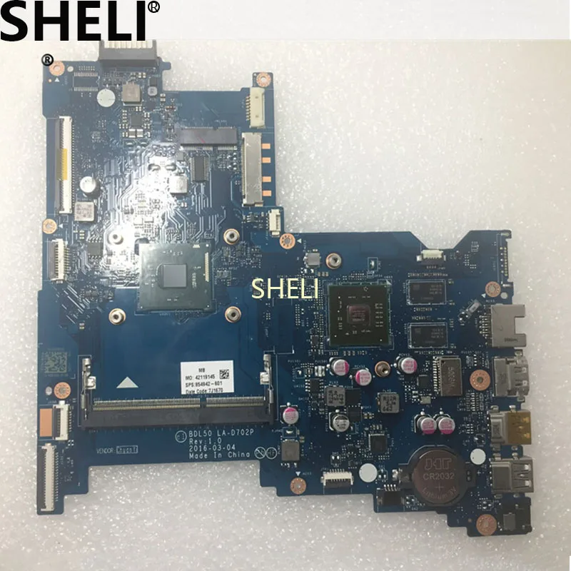 SHELI для hp 250 G5 15-AY материнская плата с N3710 Процессор 2G LA-D702P 854942-001 854942-501 854942-601