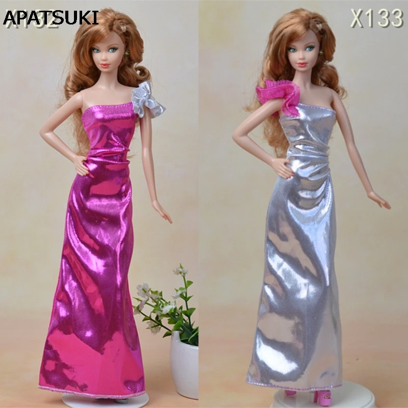Сексуальное длинное платье на одно плечо для куклы Барби Vestido праздничное 1/6