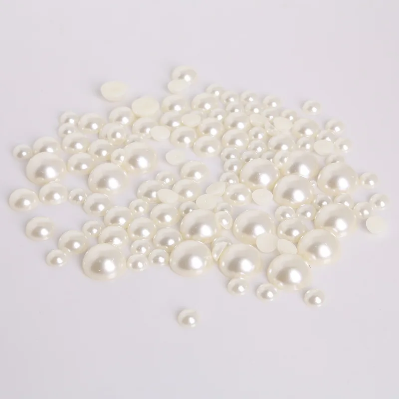 New 1.5mm-14mm Flatback Half Round Plastic ABS Imitation Beige Pearl Craft Beads For DIY Jewelry Craft Scrapbook Decoration