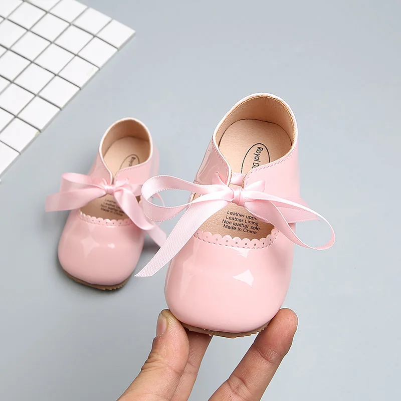 2018 г. новые туфли из натуральной кожи для маленьких девочек обувь бантом вечерние