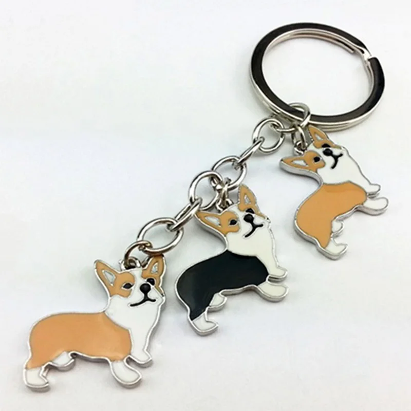 Welsh Corgi Pembroke брелки для автомобиля сумка серебряный цвет сплав металлический кулон в виде собаки Шарм Мужской Женский брелок держатель для ключей - Цвет: 02