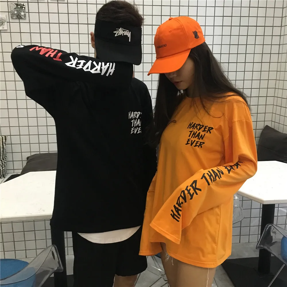 YouGeMan Футболка женская одежда Весна Осень корейский Ulzzang Harajuku с буквенным принтом длинный рукав футболка женская негабаритная футболка