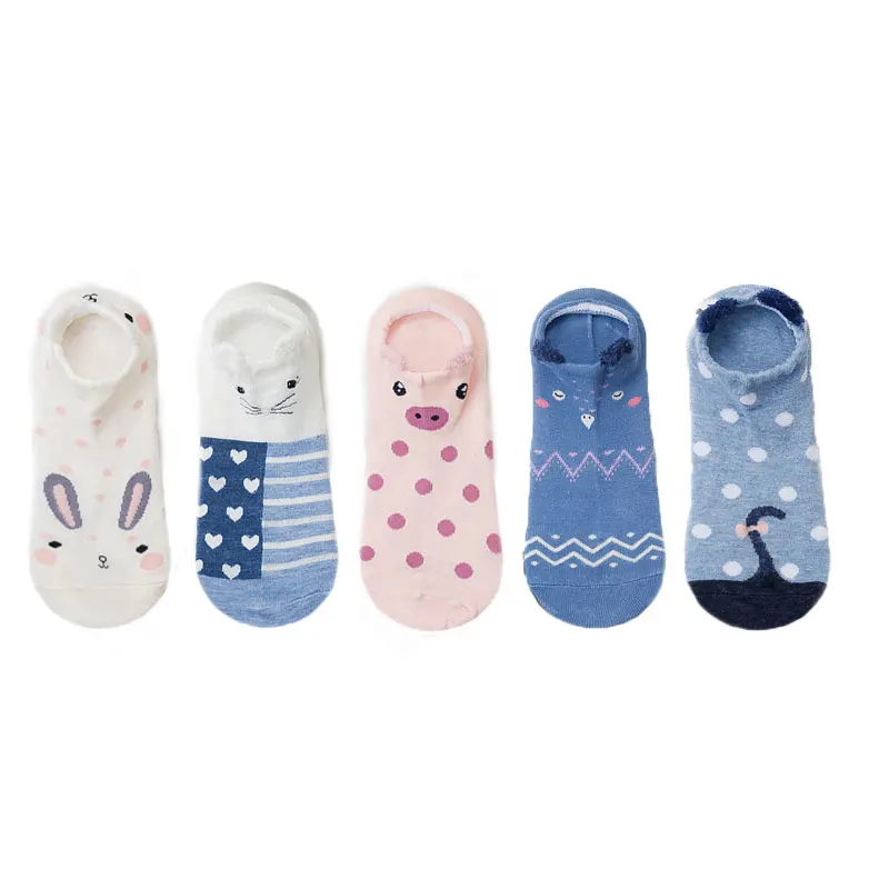 SP & CITY/5 пар хлопковых носков с милыми животными женские летние короткие носки Kawaii
