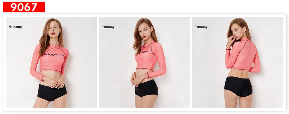 Lunamy, S-2XL, сексуальный купальник с высокой талией, длинный рукав, женский купальник, 2 предмета, пляжная одежда,, купальник, женский купальник