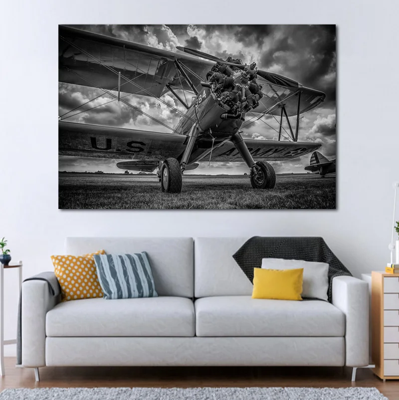 Самолет B W Propeller HDR милитари QX052 гостиная домашний Настенный декор деревянная