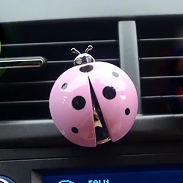 Pink Автомобильные украшения, ароматизаторы для автомобиля, освежители воздуха, зажим на вентиляционное отверстие, милый, божья коровка, автомобильный парфюм, диффузор, автомобильный запах, ароматический декор, автомобильные аксессуары - Название цвета: Pink