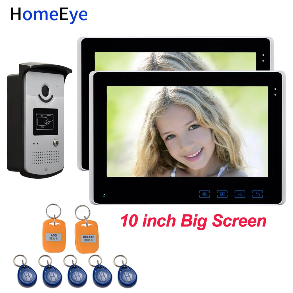 Видеодомофон HomeEye 10 'ƇV2 система домашнего контроля доступа + RFID кардридер 1200TVL