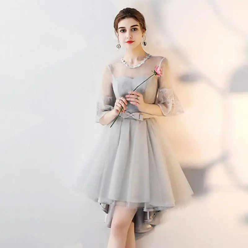 Slim One Shoulder Avondjurken Gala Jurken Sleeveless Homecoming Party Dress Evening Gowns Sexy Graduation Dresses For Women - Цвет: Gray 3