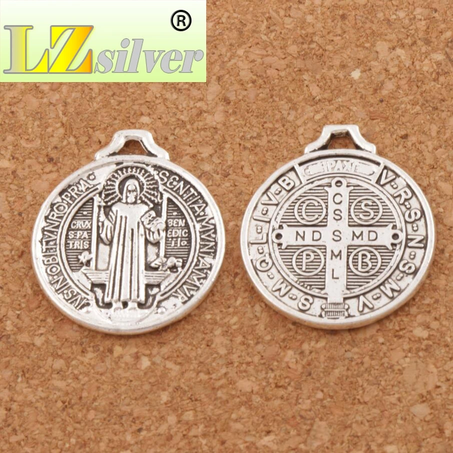 

Saint Benedict Medal Cross Charms Fashion Jewelry DIY L1643 100pcs 25x22MM zinc alloy
