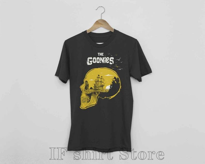 Альтернативная черно красная футболка с надписью goonies для мужчин женщин и детей