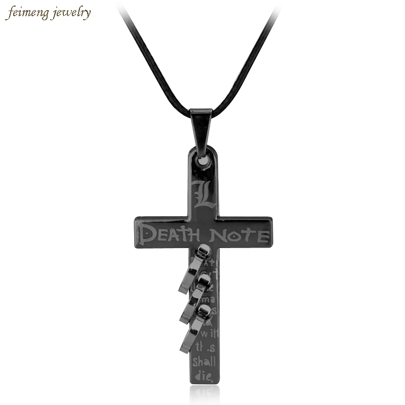 Горячее аниме Death Note кулон ожерелье черный металлический крест логотип подвеска 3