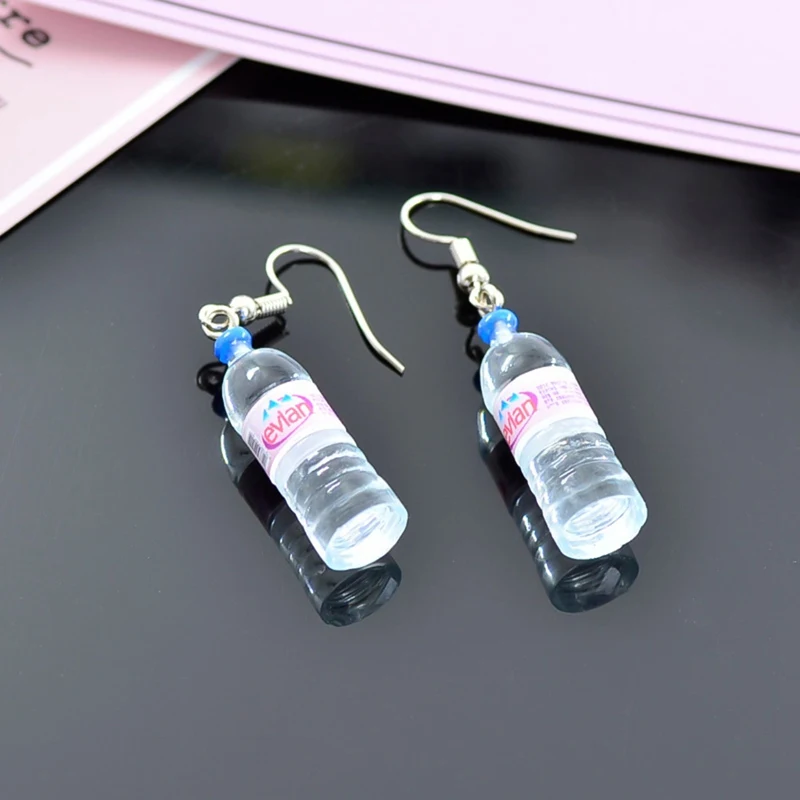 RD Handmade Creative Simulation of Mineral Water Bottles Earrings Cute Earrings Womens Drop earrings Wholesale - Окраска металла: RD