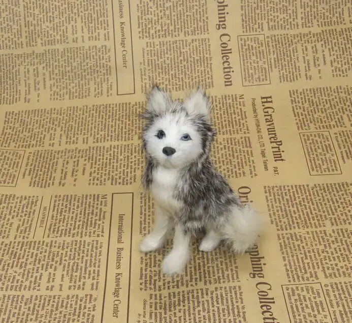 

small cute simulaiton sitting husky dog model toy polyethylene&fur sitting husky dog doll gift about 12x8cm 1812